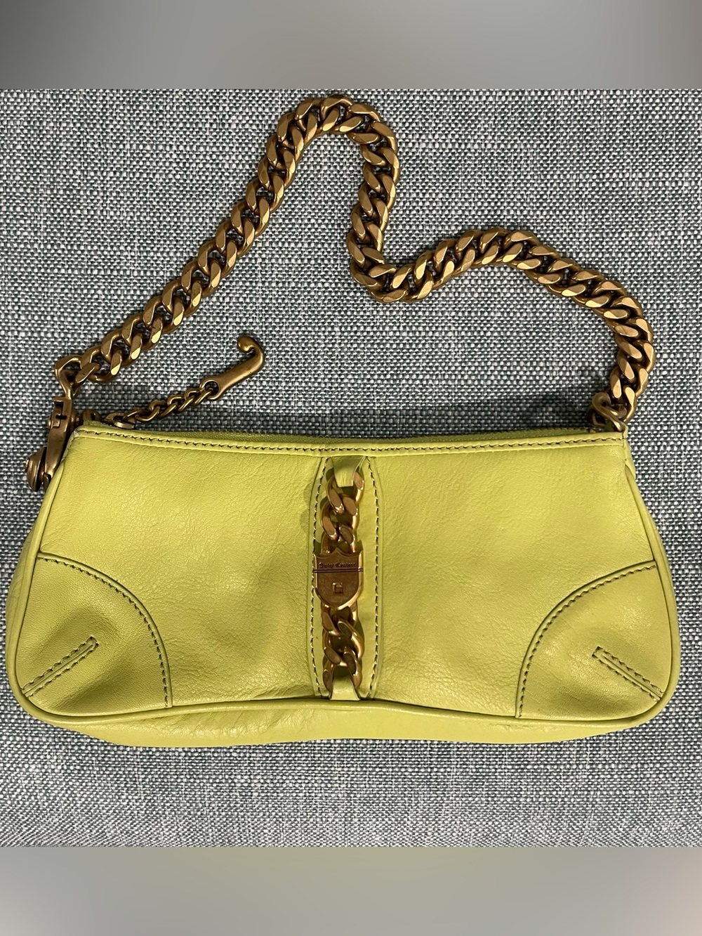 Juicy Couture Light Lime Mini Shoulder Bag with Bronze Chain